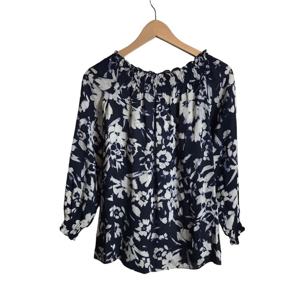 Lafayette 148 Small‎ Raelyn Augusto Crepe Floral Pullover Blouse Romantic Boho - Picture 2 of 9